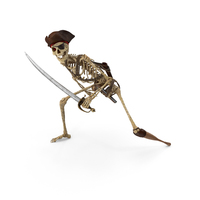 Worn Skeleton Pirate With A Sword In Low Attack Stance PNG & PSD Images
