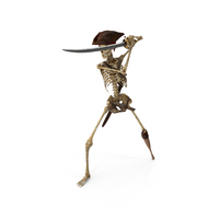 Worn Skeleton Pirate With Sword Dual Hand High Attack Stance PNG & PSD Images