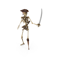 Worn Skeleton Pirate Facing Opponent With Sword PNG & PSD Images