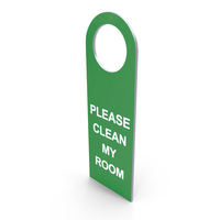 Hotel Door Hanger Clean My Room White Green PNG & PSD Images