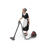 Light Skin Black Maid With Dyson Big Ball Vacuum Cleaner PNG & PSD Images