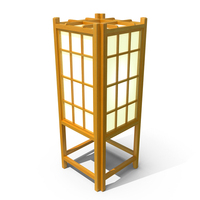 Shoji Night Floor Lamp Turned On PNG & PSD Images