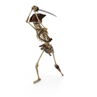 Worn Skeleton Pirate Ready To Sword Swing Downwards PNG & PSD Images