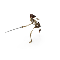 Worn Skeleton Pirate Swinging Sword Sideways PNG & PSD Images