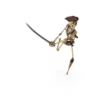 Worn Skeleton Pirate Running Aggressively With Sword PNG & PSD Images