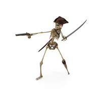 Worn Skeleton Pirate Fighting With Gun And Sword PNG & PSD Images