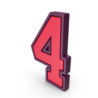 Red Number 4 PNG & PSD Images