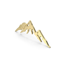 Gold Mountain With Moon Logo PNG & PSD Images