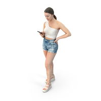 Freya Casual Summer Idle Pose With Phone PNG & PSD Images