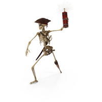 Worn Skeleton Pirate Throwing A TNT Dynamite Bomb PNG & PSD Images