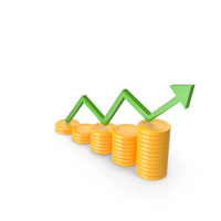 Cartoon Gold Coin Growing Savings With Arrow PNG & PSD Images