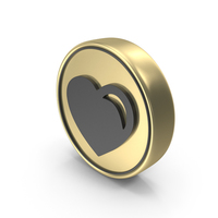 Gold Heart Coin PNG & PSD Images
