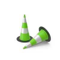 Green Striped Traffic Cones PNG & PSD Images