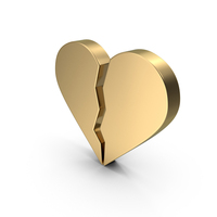 Golden Broken Heart Symbol PNG & PSD Images