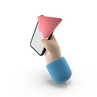 Cartoon Holding Cell Phone With Send Symbol PNG & PSD Images