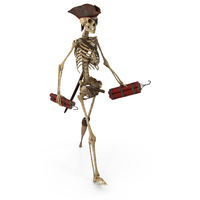 Worn Skeleton Pirate Carrying TNT Dynamite Bombs PNG & PSD Images
