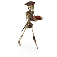 Worn Skeleton Pirate Carrying TNT Dynamite Sticks PNG & PSD Images
