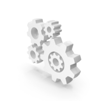 White Industrial Gears Symbol PNG & PSD Images