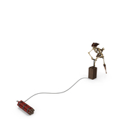 Worn Skeleton Pirate Using Detonator Box With TNT Explosives PNG & PSD Images