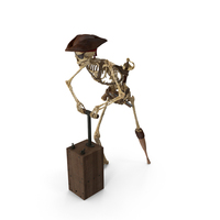 Worn Skeleton Pirate Using A Detonator Box PNG & PSD Images