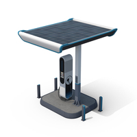 太阳能电池板电动电动机充电站PNG和PSD图像