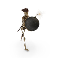 Worn Skeleton Pirate Carrying A Large Bomb PNG & PSD Images
