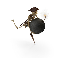 Worn Skeleton Pirate Running With A Large Bomb PNG & PSD Images