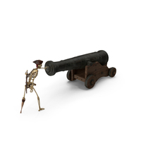 Worn Skeleton Pirate Loading A Cannon PNG & PSD Images
