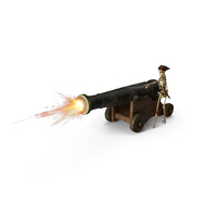 Worn Skeleton Pirate Firing A Cannon PNG & PSD Images