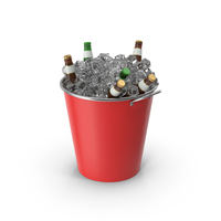 Red Bucket With Beer Bottles PNG & PSD Images