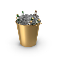 Golden Bucket With Beer Bottles PNG & PSD Images