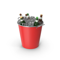 Beer Bottles In A Red Metal Bucket PNG & PSD Images