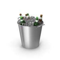 Beer Bottles In A Silver Metal Bucket PNG & PSD Images