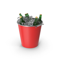 Cold Beer Bottles In A Red Bucket PNG & PSD Images