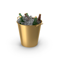 Cold Beer Bottles In A Golden Bucket PNG & PSD Images
