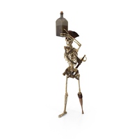 Worn Skeleton Pirate Holding A Bottle Of Rum PNG & PSD Images