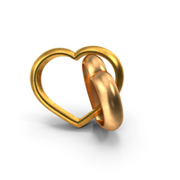 Golden Heart Shaped Wedding Rings PNG & PSD Images