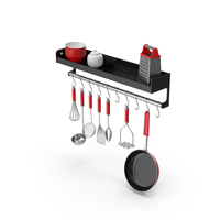 Red Kitchen Rack Set PNG & PSD Images