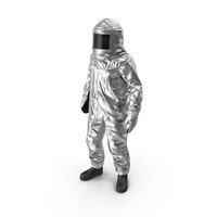 Standing Firefighter Wearing Aluminium Fire Suit PNG & PSD Images