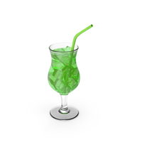 Green Juice Glass With Straw PNG & PSD Images