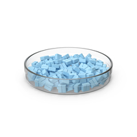 Blue Square Pills In Petri Dish PNG & PSD Images