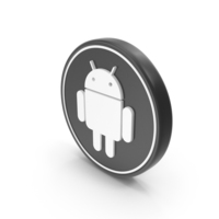 Black & White Android Coin PNG & PSD Images