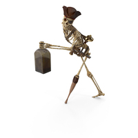 Worn Skeleton Pirate Drunk With A Bottle Of Rum PNG & PSD Images