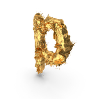 Gold Splash Small Letter p PNG & PSD Images