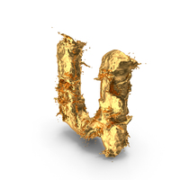 Gold Splash Small Letter u PNG & PSD Images