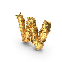 Gold Splash Small Letter w PNG & PSD Images
