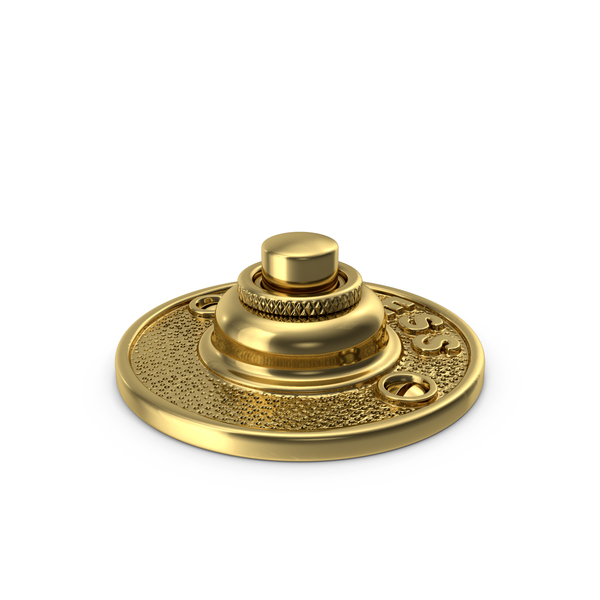 Round Bell Push Button Gold PNG & PSD Images