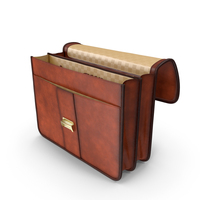 Opened Leather Flapover Briefcase Brown PNG & PSD Images