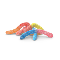Sugar Coated Colorful Gummy Worms Pile PNG & PSD Images