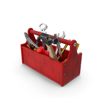 红色木制工具箱PNG和PSD图像
